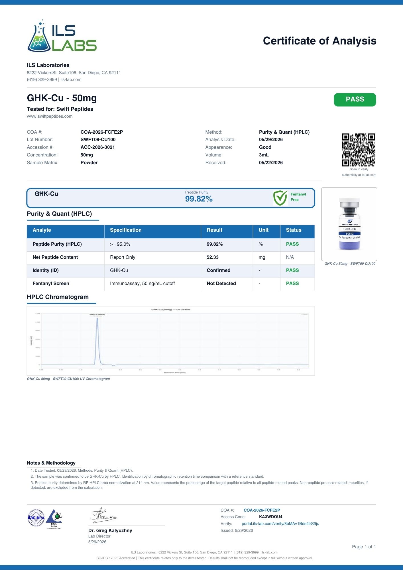 GHK-CU 50mg latest COA