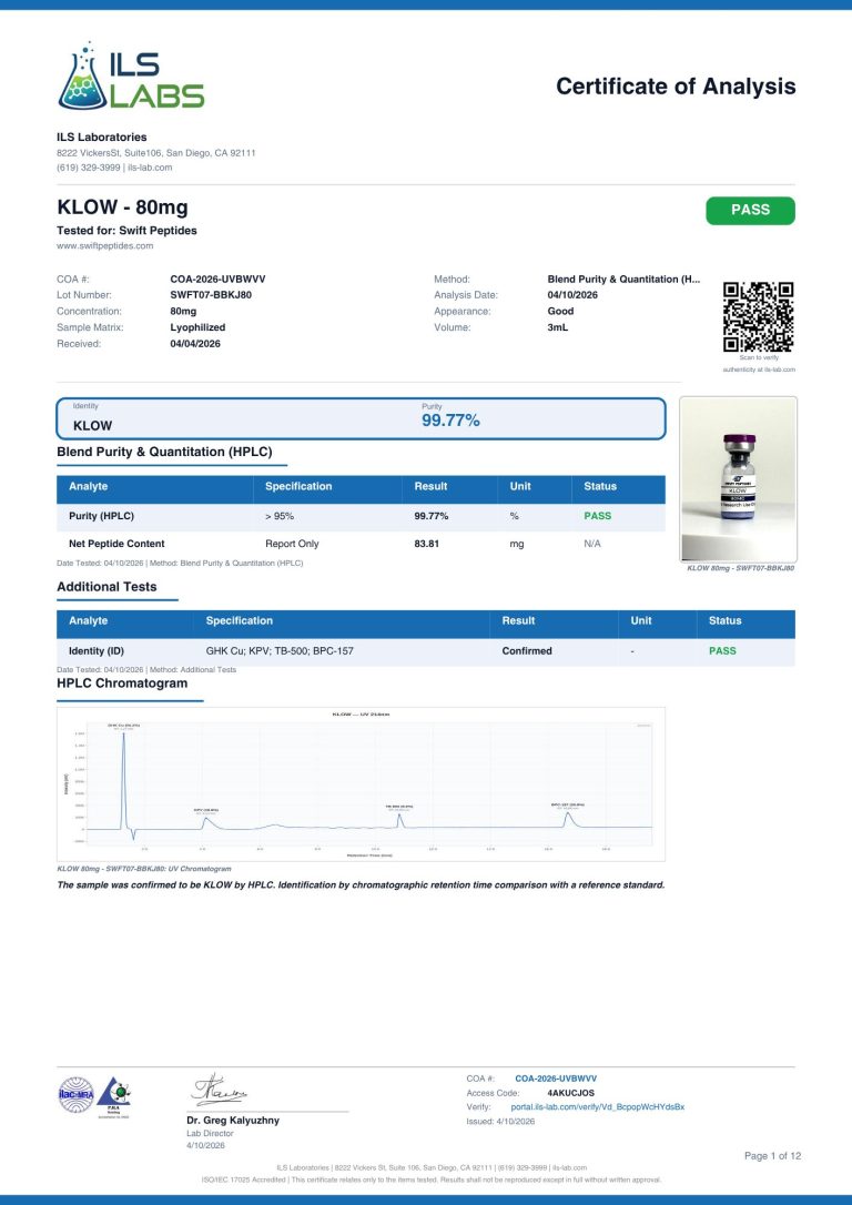 KLOW COA, lot SWFT07-BBKJ80